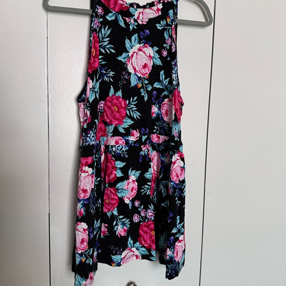 Torrid Black Floral Tank Top Size 1X
